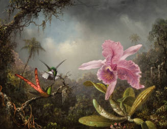Martin Johnson Heade, Orchid with Two Hummingbirds, 1871