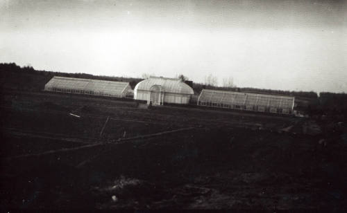 Gardens under construction with Greenhouse complex