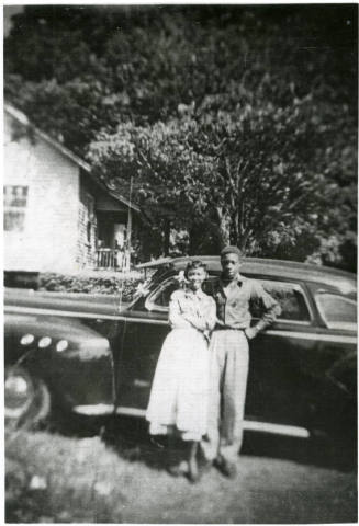 Treva Hazlip Stimpson and Thomas Warren standing in Five Row, circa 1950