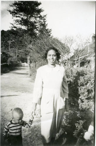 Ida Lash and her son Wayne pictured in Five Row, circa 1950