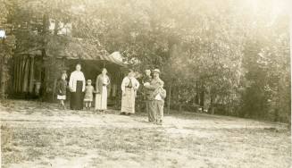 R. J. and Katharine Reynolds camping at Reynolda with children Mary, Dick and Smith, circa 1915