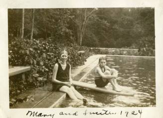 Mary and Smith Reynolds at outdoor swimming pool, 1924