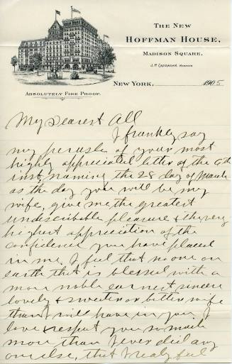 R. J. Reynolds' letter to Katharine Smith Reynolds written shortly before their wedding, 1905