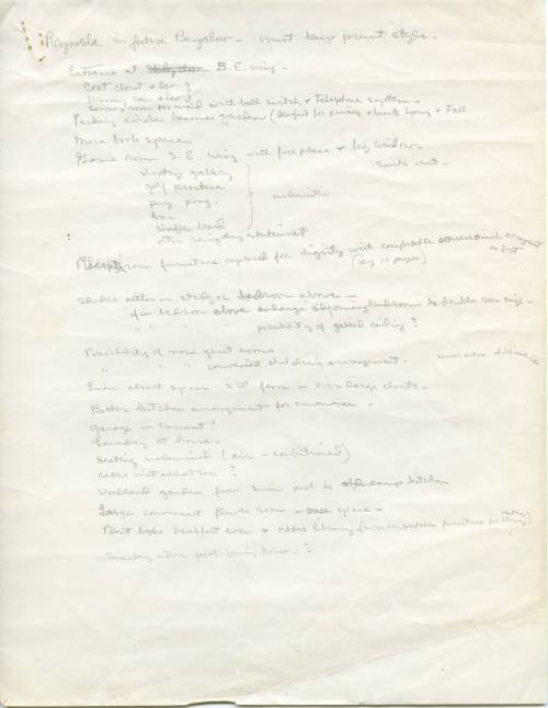 Mary Reynolds Babcock's List of Improvements for Reynolda, circa 1935