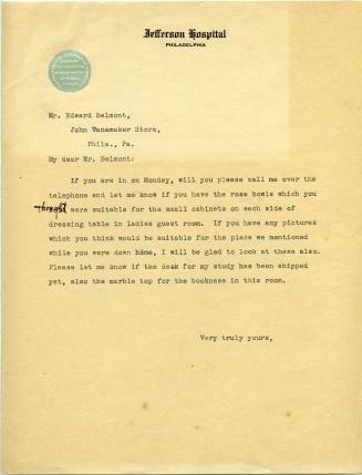 Katharine Smith Reynolds' Correspondence with John Wannamaker, circa 1917