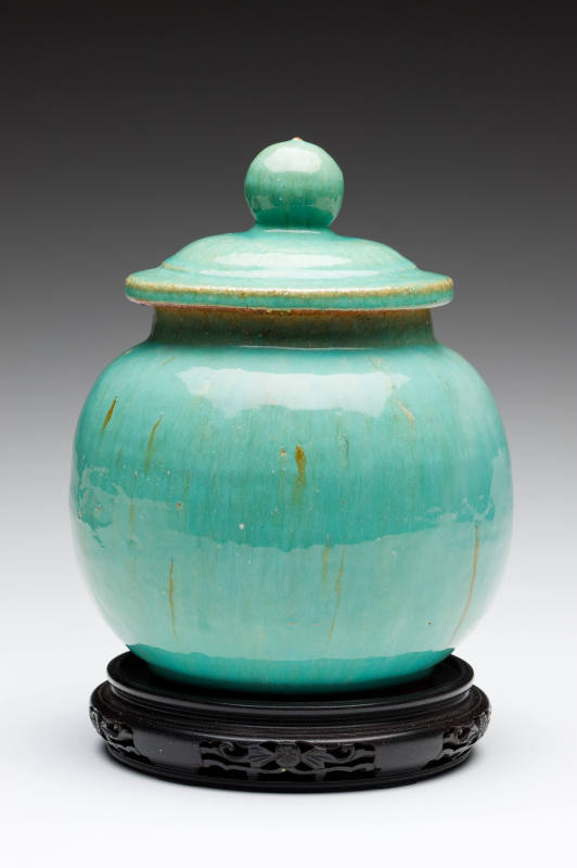 Covered Jar: Attributed to North Carolina, possibly Cole Family Pottery, Stand: Japanese, Lidde ...
