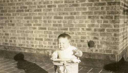 Mary Katharine Babcock on Bike at Seven Months Old, 1932