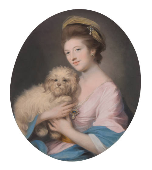 Portrait of a Lady Holding a Dog