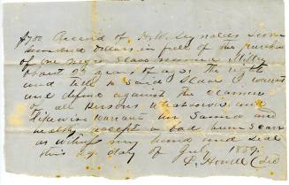 Bill of sale for enslaved woman Milley, July 29, 1859