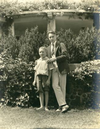 Z. Smith Reynolds and Dick Reynolds in front of Lake Porch